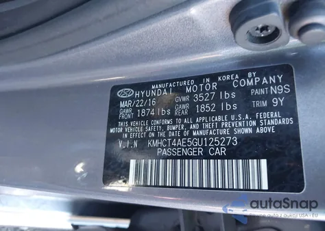 2016 Hyundai Accent Se из США, поврежденный, VIN KMHCT4AE5GU125273